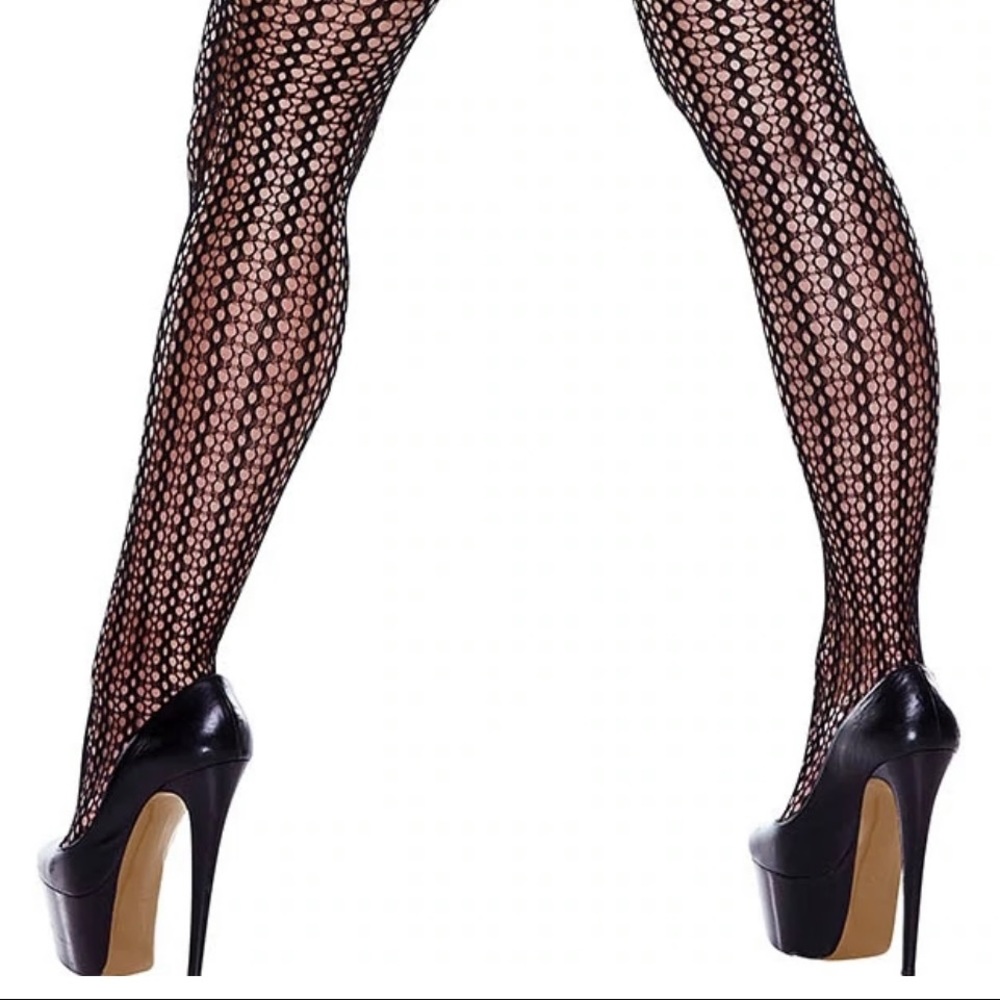 Sheer thigh highs with satin bows.